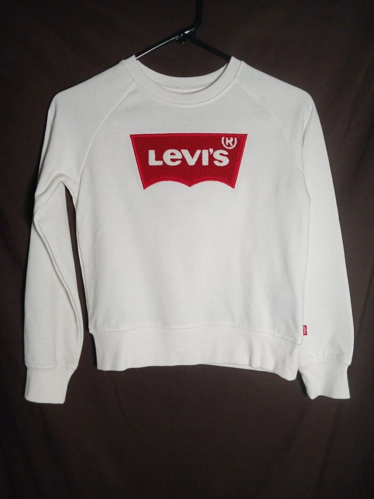 Size Medium Kids Child Unisex BOYS LEVI'S® LOGO Sweatshirt White Red Pull over