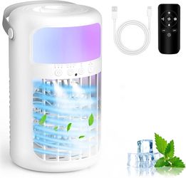 Portable Air Conditioner Ice Fan with 3 Cooling Speeds & 1500ml Water Tank