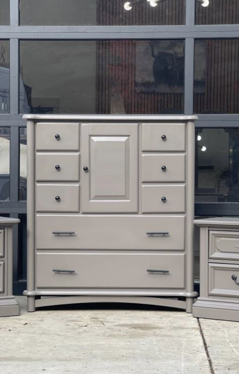 Beige Tall High Boy Dresser
