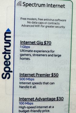 Spectrum fast internet.