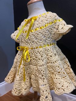 Vintage hand crochet baby dress size 6-9 months