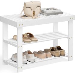 Shoe Rack Bench, 3 Tier Bamboo Shoe Storage Organizer
