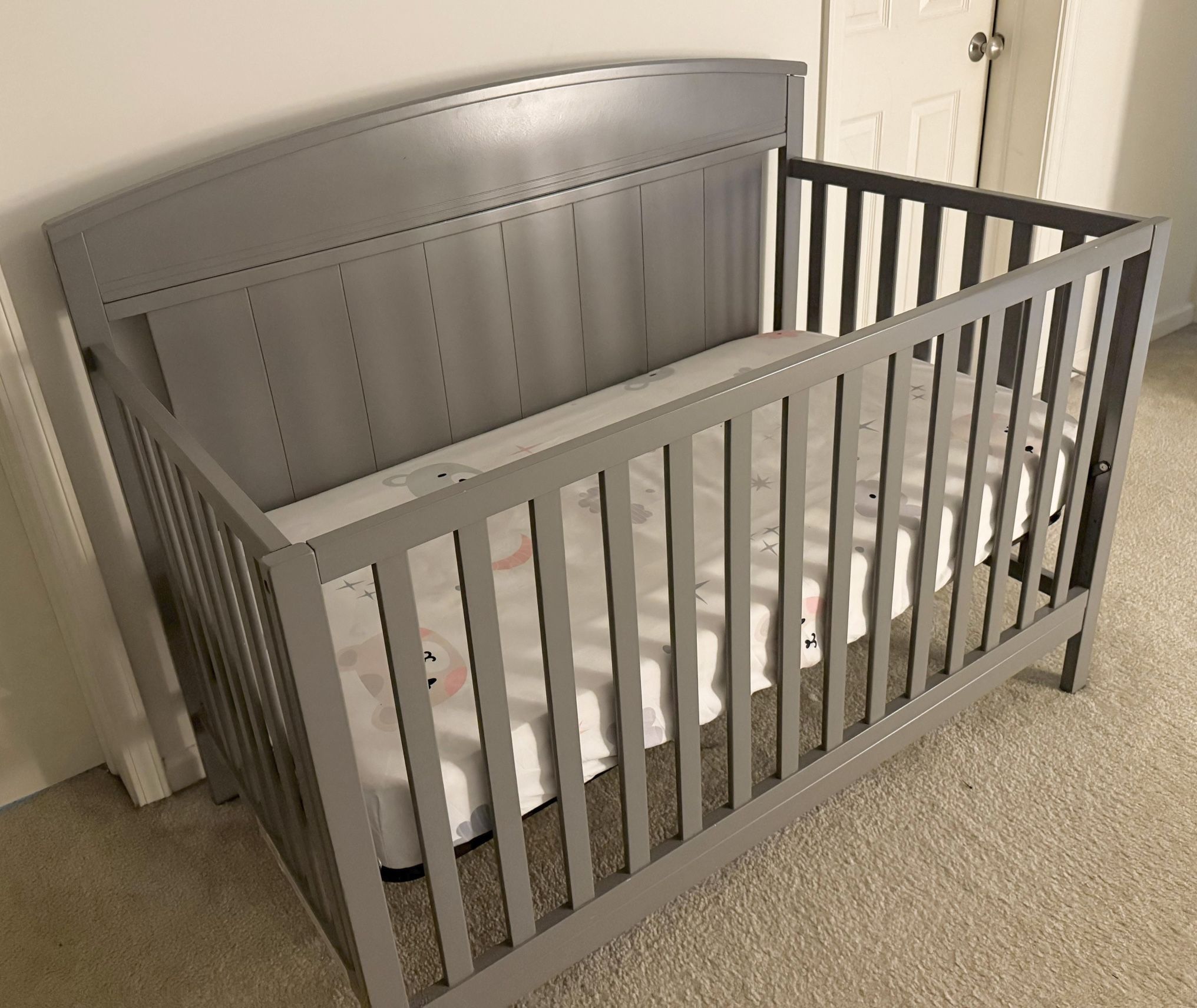 Oxford Baby Baldwin 4-in-1 Convertable Crib Dove Grey with Mattress