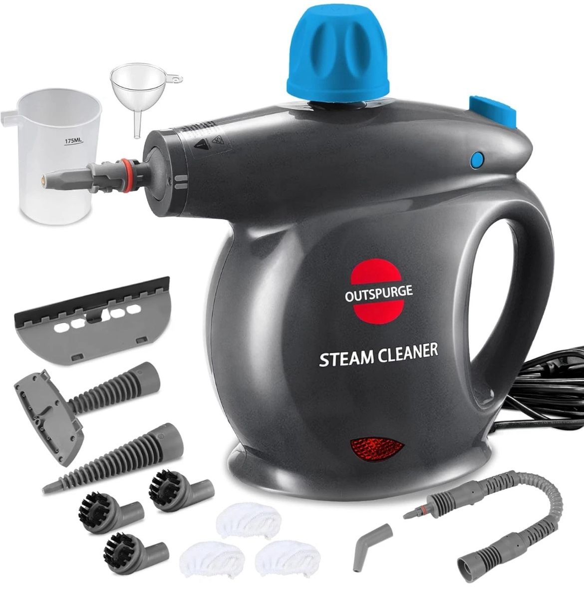 Handheld Steam Cleaner, Pressurized Multi-Surface Shot with 13 Grey