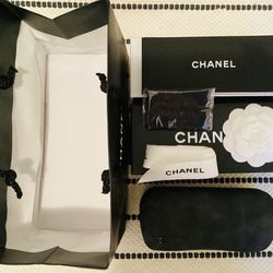 Chanel By Sea Line Sunglasses Case Pouch Bag Black Canvas 89724