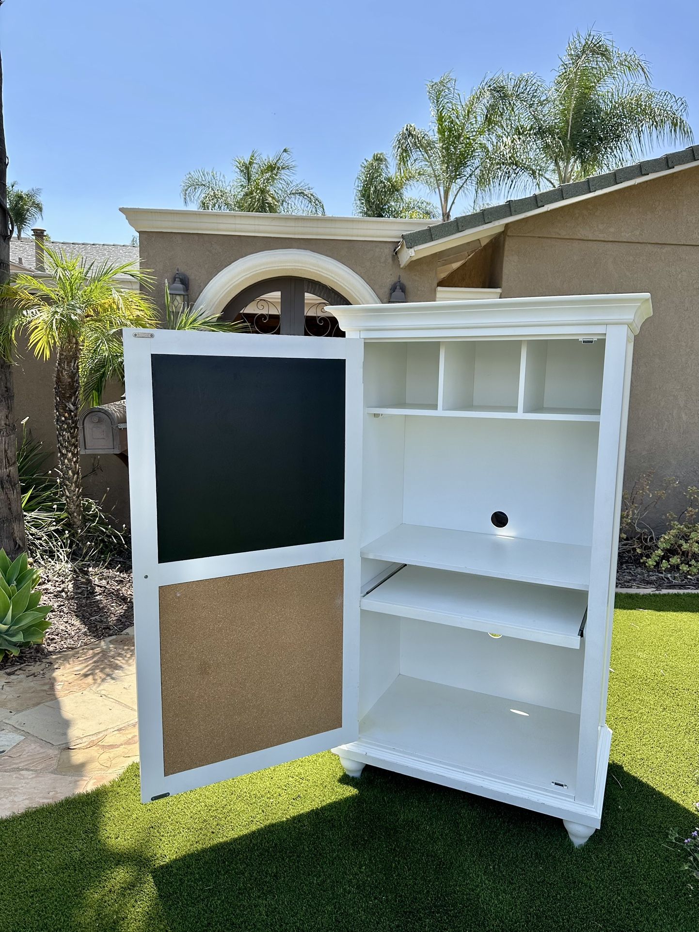 Matte White Armoire w/slide-out desk