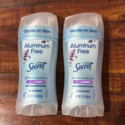 Secret ALUMINUM FREE pH Balancing Minerals 48Hr Protection Dry Solid Deodorant: Notes of Lavender Scent 2.4 oz Each (2 For $10)