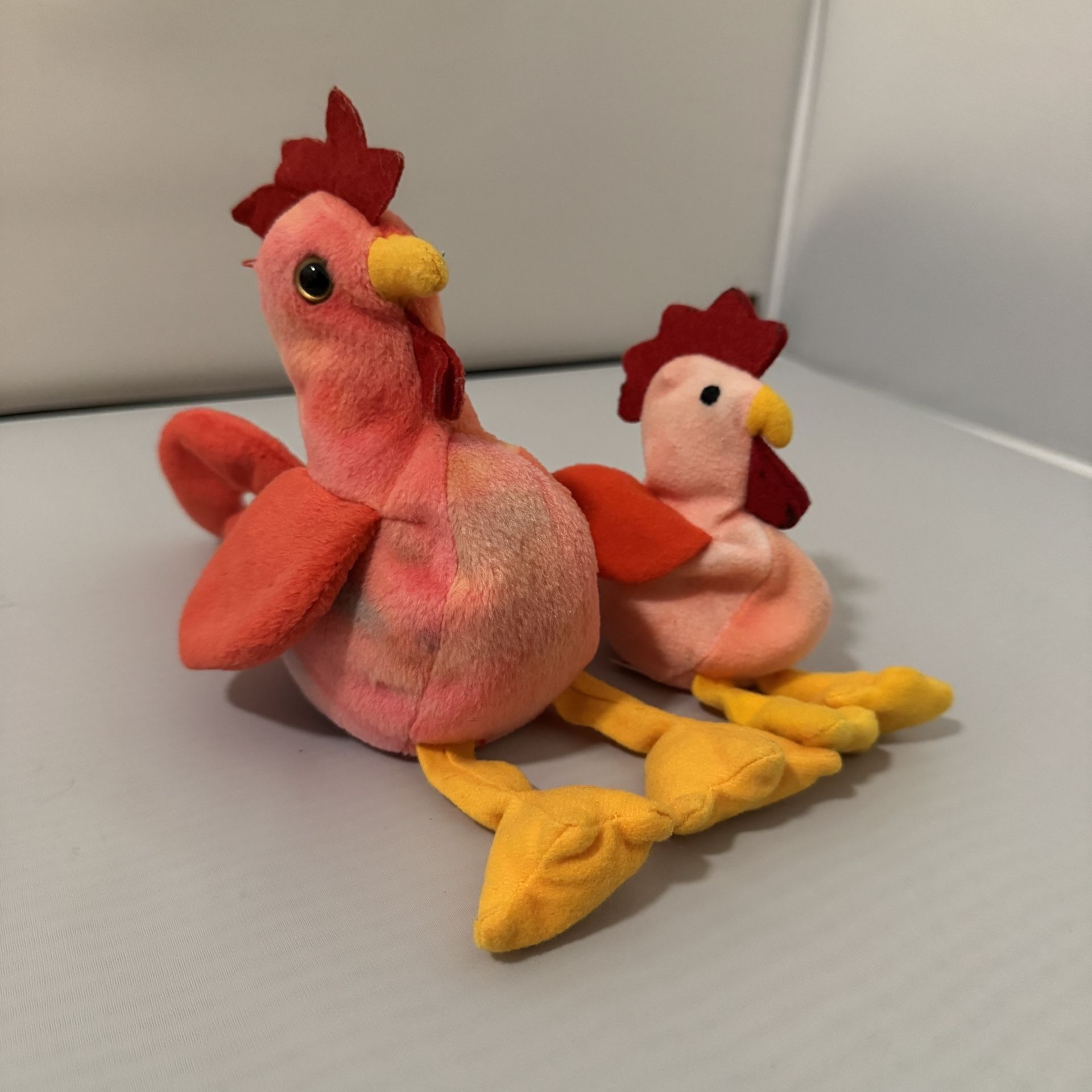 🐔 Ty Beanie Babies “Strut” Rooster Plush Lot – 6” & 8” Stuffed Animals 1996 Vintage