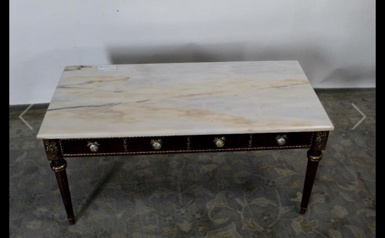 Marble Top Coffee Table, Cameo Detailing it measures H-19, L-40, D-20