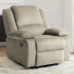 UIXE Oatmeal Recliner Chair Corduroy Recliners Sofa with Armrests & Backrest for Living Room, Bedroom, Nursery Push Back Armchair for Adults