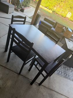 Brown  Wood Dining Table with 4 Chairs