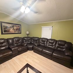 Sectional Leather  Living Room With Sofa Bed