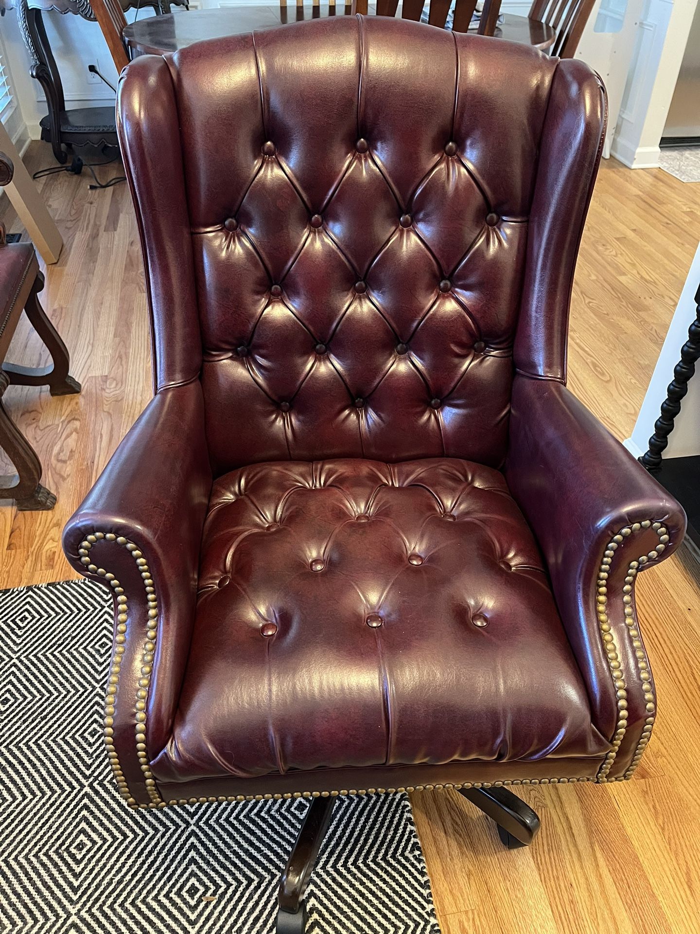 Vintage Red Chesterfield Office Chair