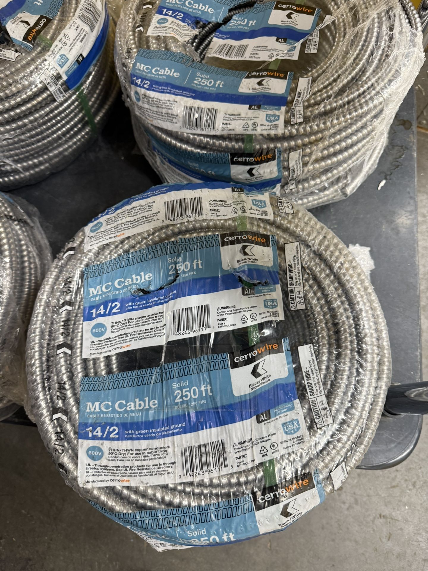 14/2 x 250 ft. Solid CU MC (Metal Clad) Armorlite Cable