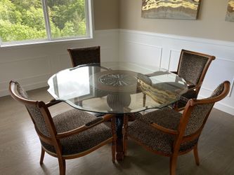 Glass Dining Room Table With Wood Base