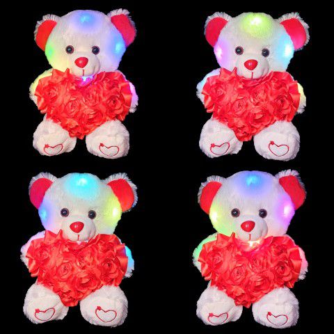 Mothers Day Red/ White Light Up LED Teddy Bear  "I LOVE YOU" Plush Gift 