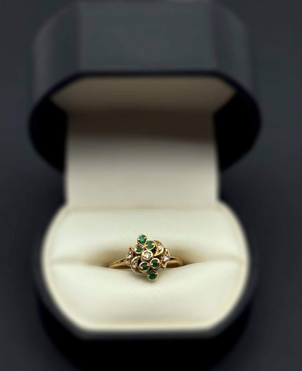 14k solid yellow gold 0.5CT malachite stone bracelet diamond 0.02 CTW size 6.5