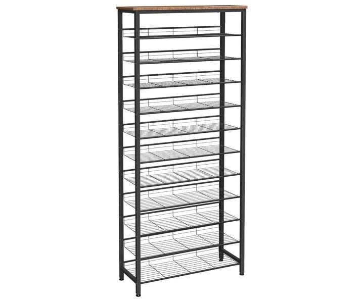 12-Tier Shoe Rack, Large Capacity Shoe Storage Organizer for 35-45 Pairs of Shoes, Standing Shoe Shelf with Slanted Shelves, for Entryway, Closet, Ha