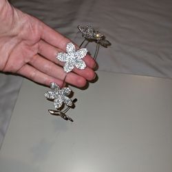 Bridal Crystal Bling Floral Silver Headband Hair Accessories 