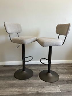Modern Beige Corduroy Adjustable Bar stools (set of 3)