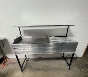 Plancha De 36” Con 6 Charolas Baño María Y Repisa | Incluye Manguera Con Regulador