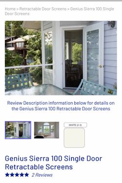 enius Sierra Retractable Screen Door - White (Fits up to 36.25" x 80.5") - NEW