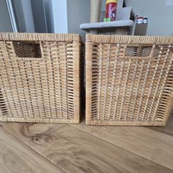 2x Ikea BRANÄS Basket, Rattan, 12 1⁄2x13 1⁄2x12 1⁄2 " for KALLAX
