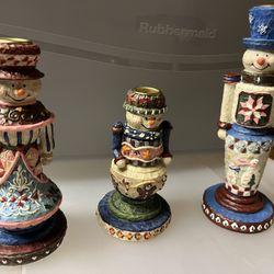 Snowmen Holiday Candle Holders