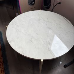 White Marble Gold & Glass Table
