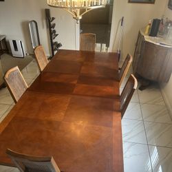 Wood Dining Table With Vintage Chairs 