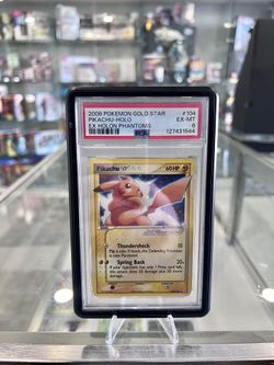 2006 Pokemon Gold Star Ex Holon Phantoms #104 Pikachu Holo PSA 6  with swirl