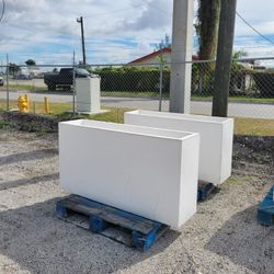 Concrete Large Rectangular Planters / Cement Backyard Patio Garden Planter Pots