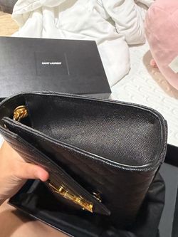 ysl envelope triquilt medium shoulder bag in grained leather