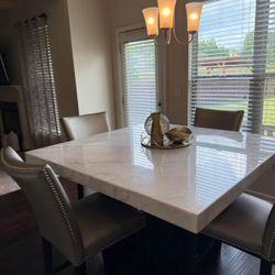 Artemis Counter Height Marble Dining Table With 4 Chairs