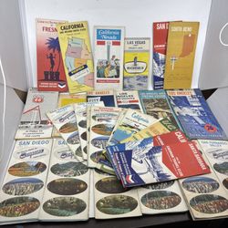 Lot Of 37 1950's & 60’s Mixed Gas Station & Travel Maps- USA Route 66 Americana