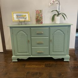 Refurbished Solid Wood Buffet/TV Console, sage green