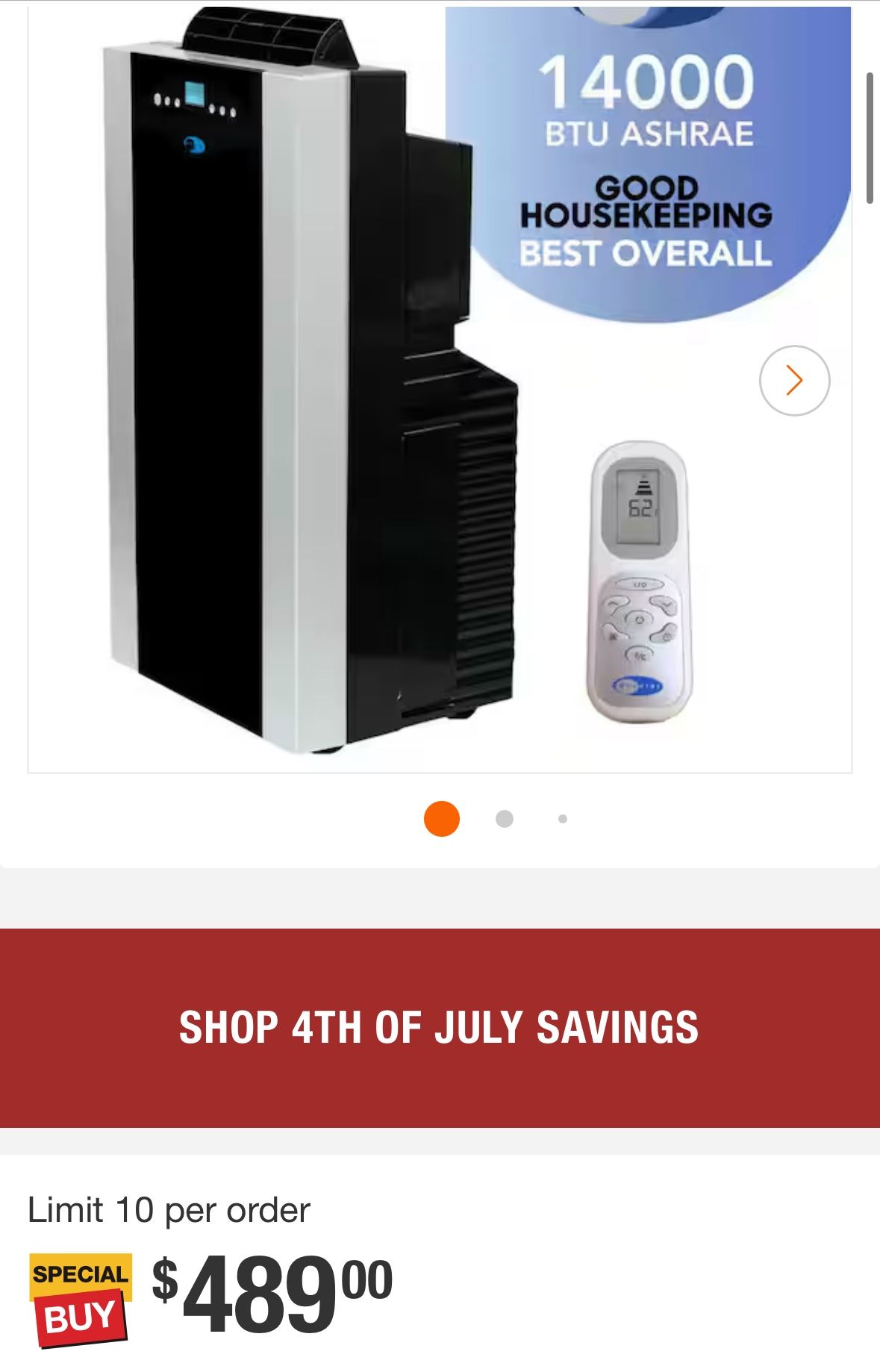 Whynter 9,500 BTU Portable Air Conditioner Cools 500 Sq. Ft. with Dehumidifier, Remote, and Filter in Black