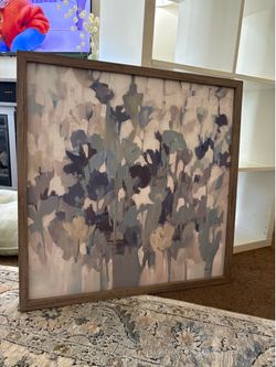 Large Framed Neutral Floral Canvas Wall Art