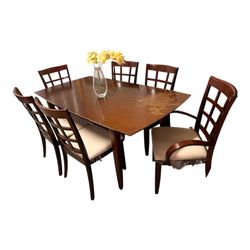 Project dark brown table with 6 chairs