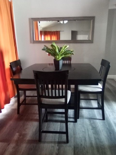 COUNTER HEIGHT DINING TABLE WITH LAZY SUSAN BUILT-IN