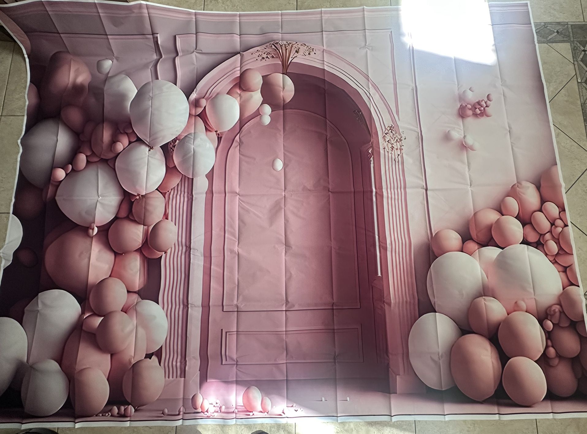 7x5ft Photography Background Pink Flowers Arch Door Photo Backdrops Princess Girls Birthday Party Wedding Portrait Decor Cake Smash Backdrop Photo Stu
