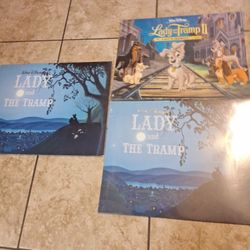NEW DISNEY STORE EXCLUSIVE LADY AND TRAMP SET OF 8 LITHOGRAPHIC (ONE SEALED)  AND  LADY AND TRAMP  II SCAMP'S ADVENTURE SEALED ALL 3 FOR $80. FIRM PRI
