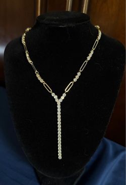 Gold Lariat Y-Drop Crystal Necklace