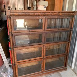 Large Barrister/Lawyer, Glass Door Cabinet Antique