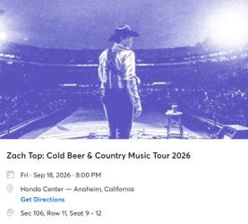 Zach top tickets