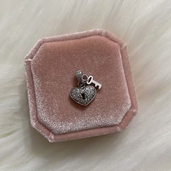 Sterling Silver Heart And Key Charm Pendant