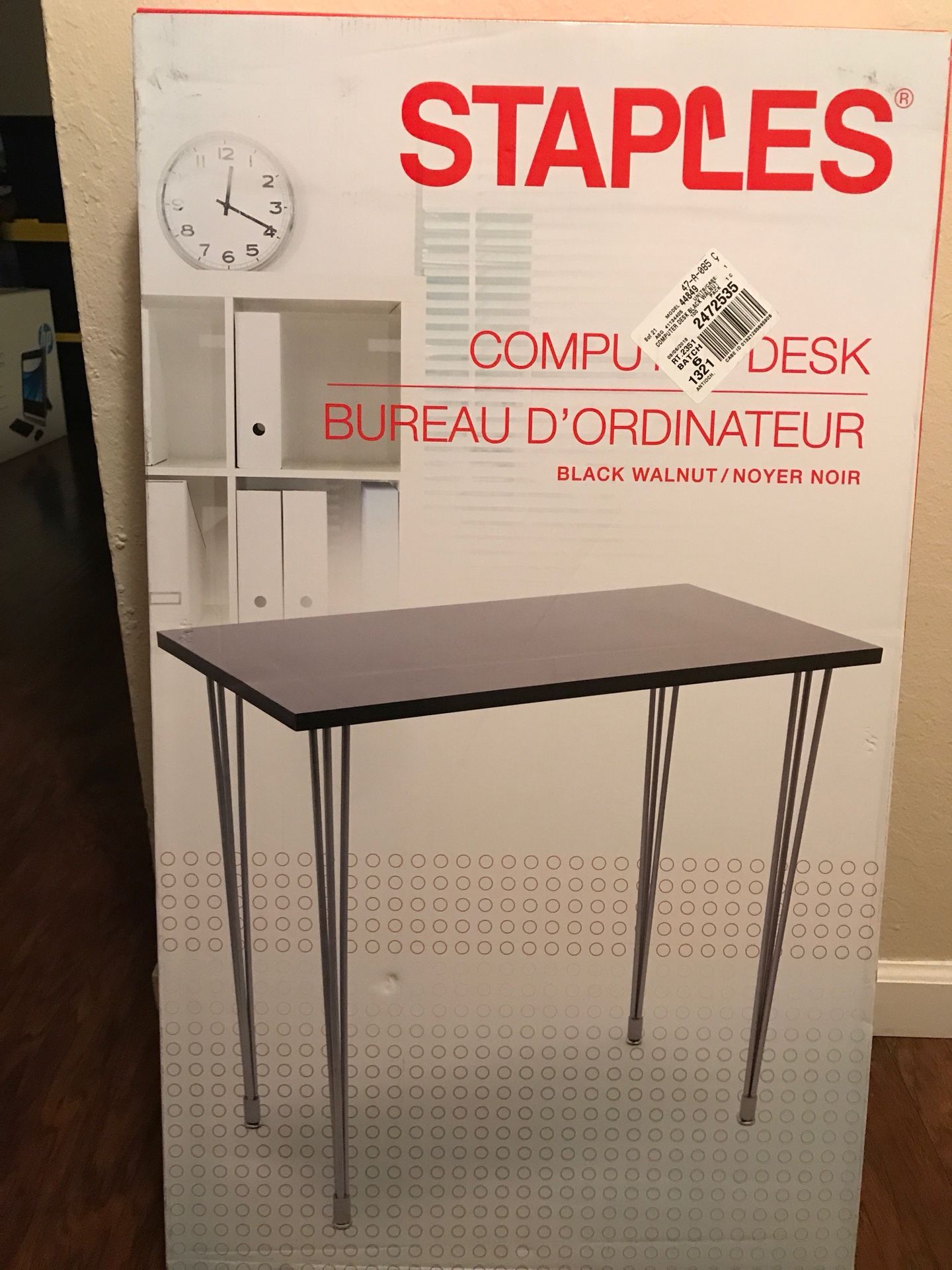 Brand new Staples dark walnut computer desk