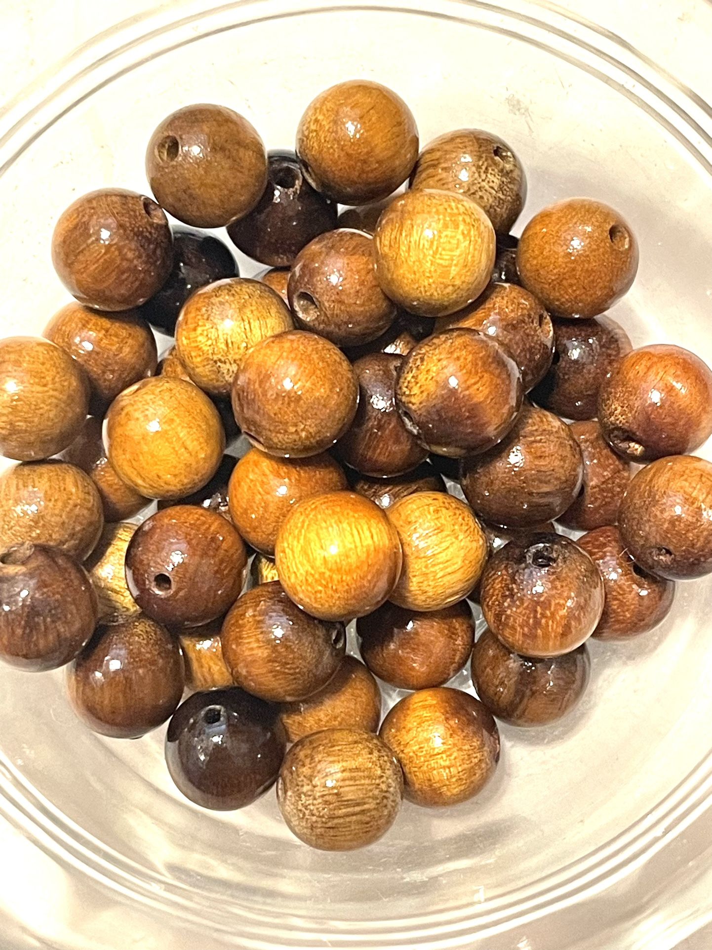 Lit Of 52 11mm Round Wooden Beads