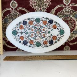 Vintage Hindustan Stone Inlay Plaque 