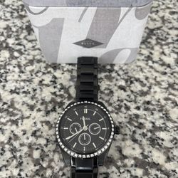 Black & Silver Fossil Watch 
